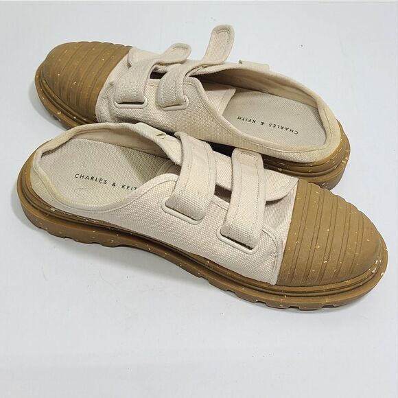 Charles‎ & Keith Cream/Tan Sneaker Mules Size 7 - Picture 2 of 8